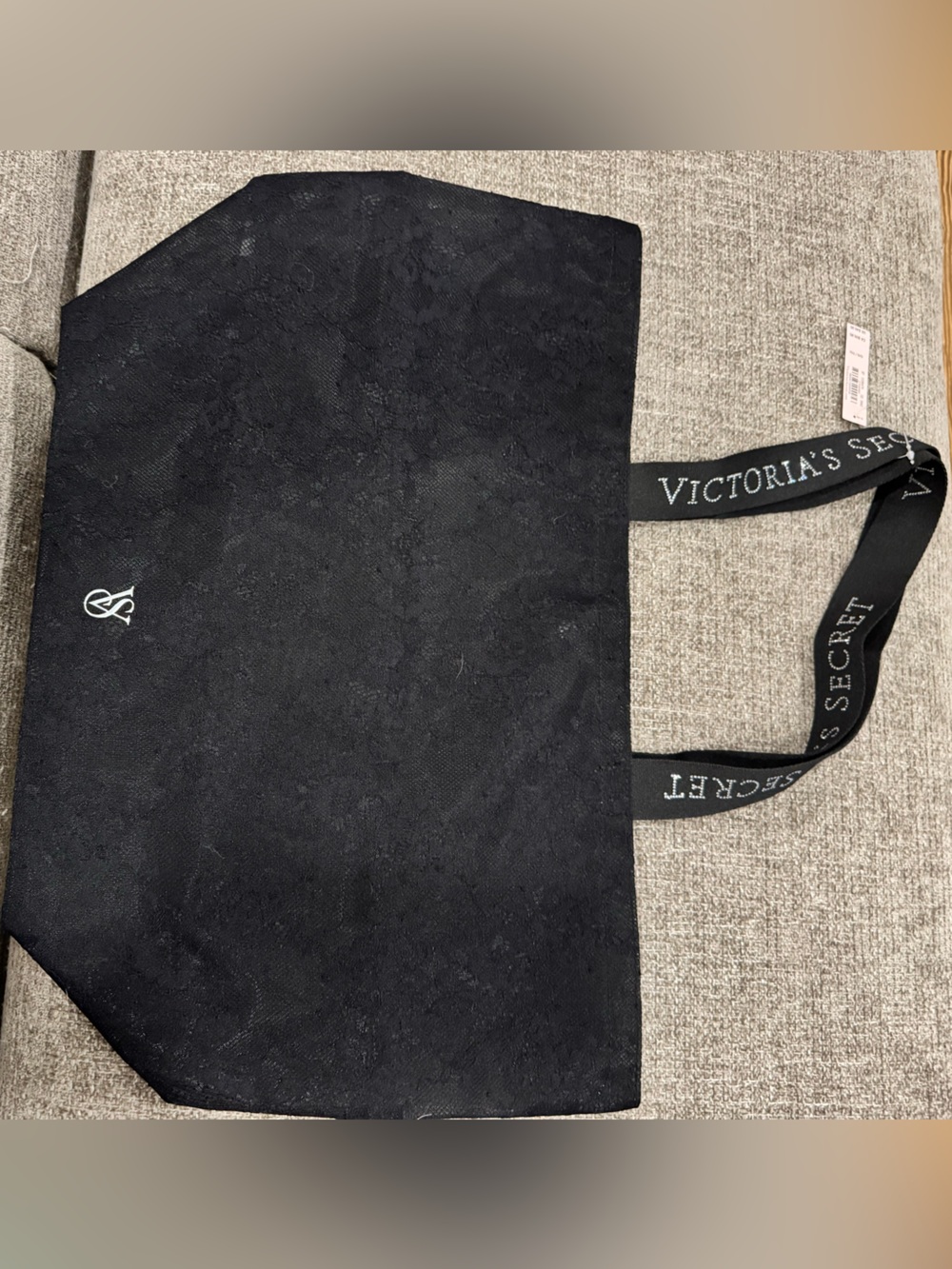 Victoria's Secret Black Lace Canvas Tote